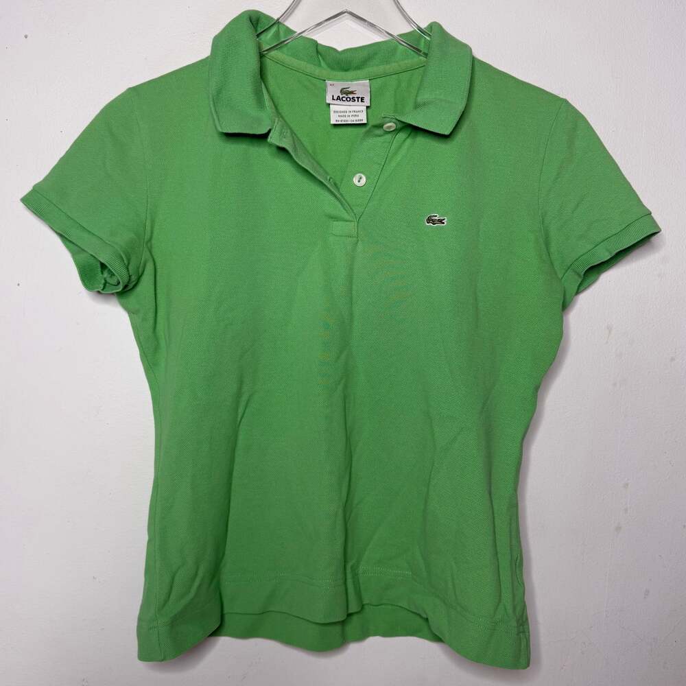Lacoste Light Green Short Sleeve Polo Shirt Cotton Stretch, Women's Size 42 / XL